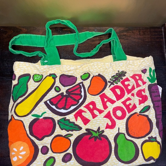 Trader Joe’s Reusable Fruit Vegetable Colorful Cloth Tote‎ Canvas Shopping Bag - Picture 4 of 6